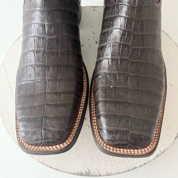 NEW Rod Patrick Mens Cowboy Boots Sz 13.5A Brown Caiman Belly Square Toe RPM101 - Picture 6 of 12